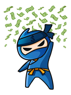 ninja cu bani în cădere